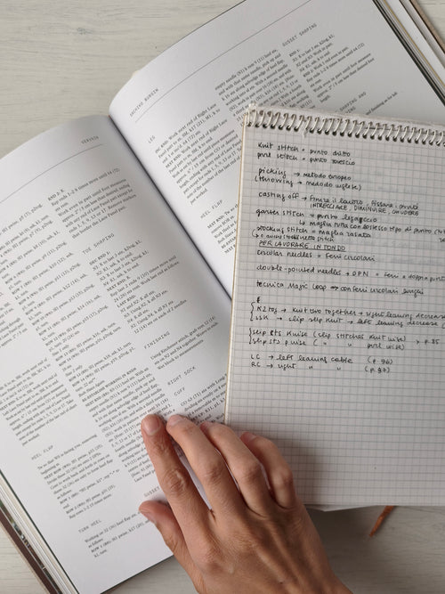 libro con istruzioni in inglese per la realizzazione di calzini